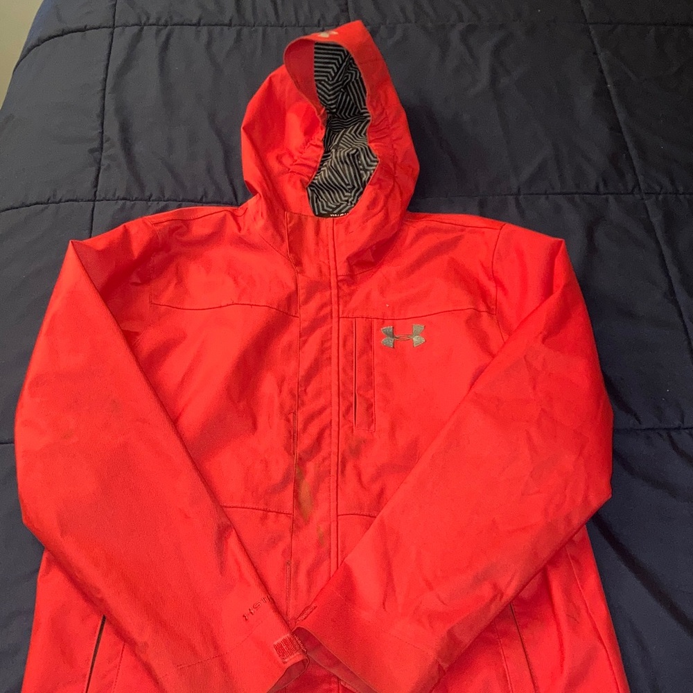 Boys Sz Large-Under Armour Vibrant Red Performance Rain/Cold weather Jacket